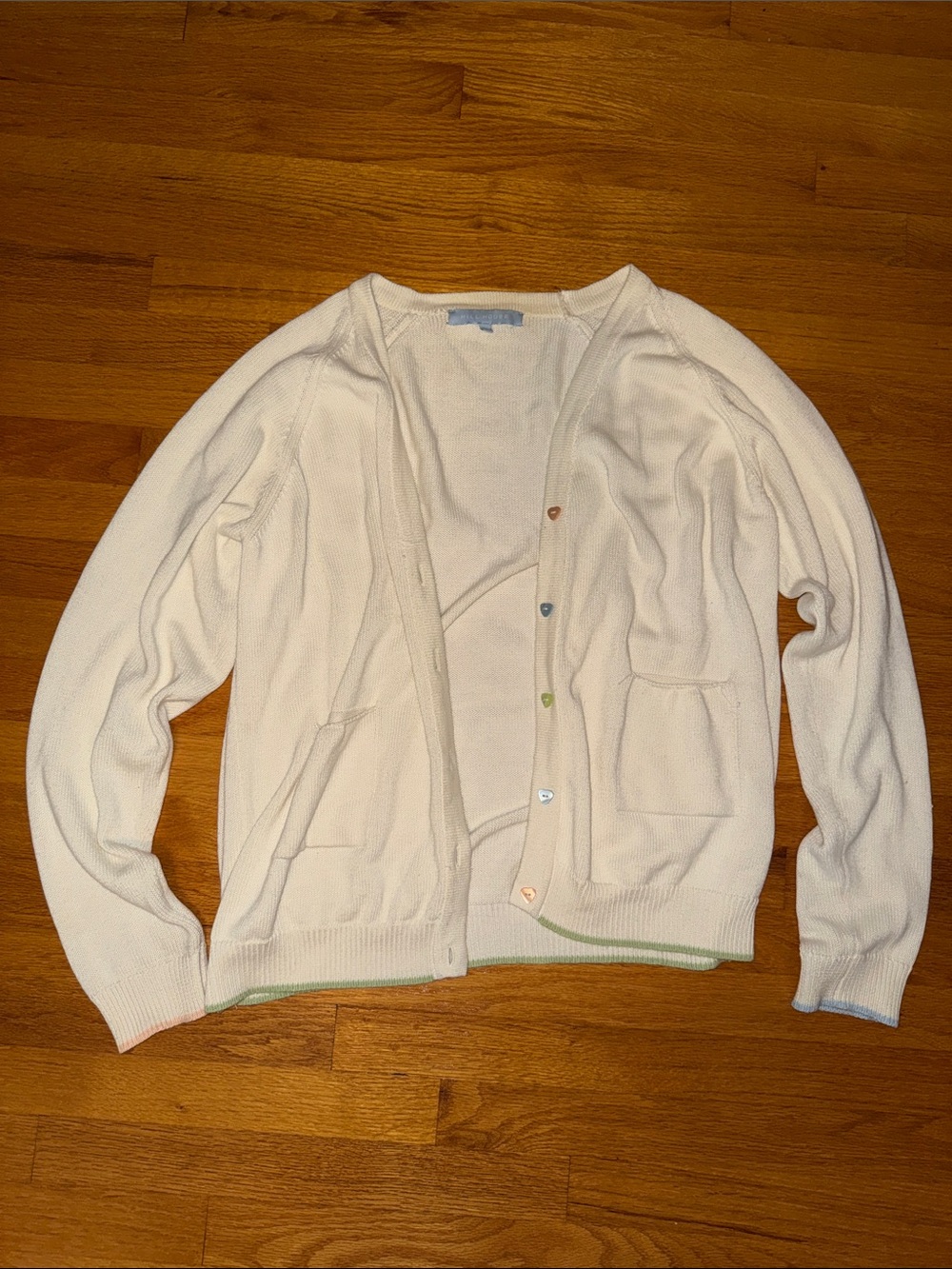Hill House Cream Cardigan with Colorful Accent Buttons